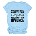 Minimalist light blue crew neck T-shirt with black humorous quote printed on the center - Light Blue (Black Font)