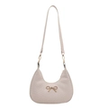Bolso de hombro blanco crema con relieve de cocodrilo y lazo de metal dorado liso - Blanco