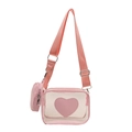 Borsa a tracolla rosa trasparente in PVC con cuore e mini portamonete rotondo incluso - Rosa