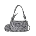 Gray snakeskin crossbody bag with knot handle, transparent window and coin pouch - Gray