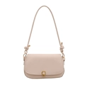 Minimalistische beige zadeltas voor dames met gouden gesp en geknoopte schouderband - Wit