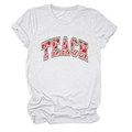 Detailed view of strawberry pattern within TEACH lettering on white cotton T-shirt - White