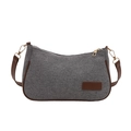Bolso de hombro retro de lona gris y marrón con un diseño minimalista y elegante - Gris