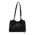 Elegant black PU leather shoulder bag with a chic bow decoration on a white background - Black