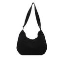 Minimalistische zwarte nylon halve maan tas met verstelbare riem en ritssluiting - Zwart