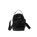 Sac bandoulière polyvalent en nylon noir avec cordon de serrage et base en cuir - Noir