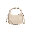 Elegante borsa a mano beige plissettata con manico arricciato e tracolla regolabile - Bianco