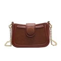 Vintage brown patchwork crossbody bag with gold chain strap and elegant suede texture - Large / Brown