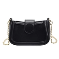 Chic black flap crossbody bag with gold chain strap and textured leather finish - Large / Black