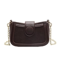 Dark brown leather and suede crossbody bag with gold chain strap in a retro style - Large / Coffee