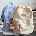 Geruite schoolrugzak in lichtblauw en beige met schattige pluche hangers voor meisjes - Lichtbeige
