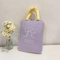 Lavender purple laptop sleeve with yellow ruffled handle and butterfly embroidery - Small / Purple