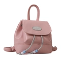 Pink PU leather mini backpack featuring magnetic flap closure and drawstring detail - Pink Without Charm
