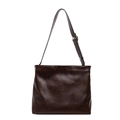 Minimalist large brown tote bag in vintage crinkled leather with adjustable shoulder strap - Coffee