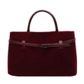 Vintage Handtasche aus burgunderrotem Samt mit Ziergürtel und Metallschnalle im Retro-Stil - Burgunderrot