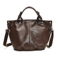 Grande borsa tote alla moda marrone scuro con tracolla in tessuto regolabile - Marrone