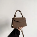 Coffee brown envelope crossbody bag with trendy knotted top handle and gold hardware - Brown