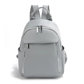 Light grey soft leather backpack with litchi texture and adjustable shoulder straps - Gray