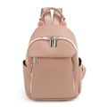 Minimalist soft leather backpack for women in pink finish with lychee grain texture - Pink