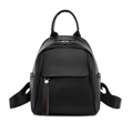 Mini zaino in pelle nera a grana litchi con fibbia in metallo e spallacci in nylon nero - Grande / Nero