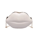 Chique witte lipvormige crossbodytas met glanzende afwerking en gouden metalen ketting - Wit