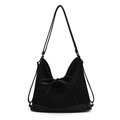 Borsa tote nera minimalista in PU opaco con un grande fiocco decorativo frontale - Nero