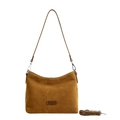 Brown frosted retro underarm bag with minimalist finish and adjustable spare shoulder strap - Brown (Frosted)