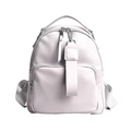 Women's light purple faux leather backpack with litchi texture and silver zipper - Light Gray