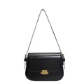 Bolso de hombro vintage negro brillante con hebilla de metal dorado y correa ajustable - Negro