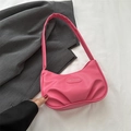 Pink crescent underarm bag with pleated design and FASHION & BAG brand nameplate - Pink