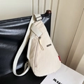 Beige nylon crossbody chest bag with adjustable strap and EVOL GEAR metal logo plate - Khaki