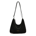 Borsa sottobraccio nera opaca alla moda a forma di luna con catena in metallo - Nero