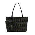 Klassische Shopper-Tasche aus Tweed in Schwarz-Gold mit passender kleiner Innentasche - Schwarz