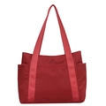 Large capacity red shoulder tote bag made of durable nylon with wide woven handles - Rose Red