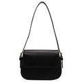 Borsa a tracolla nera opaca minimalista con fibbia dorata su sfondo bianco puro - Nero