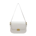 Bolso bandolera cuadrado blanco minimalista con cierre dorado y correa de cuero - Blanco Roto