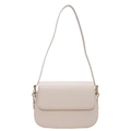 Borsa a tracolla minimalista bianco crema in ecopelle con anelli in metallo dorato - Bianco