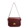 Bolso bandolera cuadrado rojo oscuro en cuero sintético brillante con hebilla dorada - Burdeos