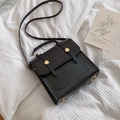 Minimalistischer schwarzer PU-Lederrucksack mit Goldschnalle und verstellbarem Gurt - Schwarz