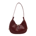 Schicke burgunderrote halbrunde Achseltasche aus Lackleder mit goldener Hardware - Rot