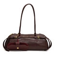 Sac bandoulière rétro bordeaux en cuir avec design cylindre et pochette assortie - Fuchsia