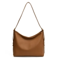 Bolso hobo de hombro marrón en piel sintética con textura litchi para mujer minimal - Tostado