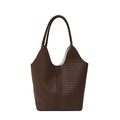 Classic dark brown woven hobo tote bag for women featuring a textured crossbody design - Brown
