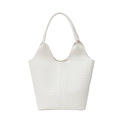 Bolso tote blanco trenzado de cuero sintético con silueta trapezoidal minimalista - Blanco
