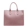Elegante borsa tote rosa con motivo a coccodrillo e doppi manici per donna su bianco - Rosa