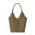 Bolso tote de cuero tejido verde oliva con asa de hombro para el transporte diario - Verde
