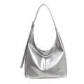 Sac hobo métallisé argenté avec texture froissée naturelle et bandoulière réglable - Argent