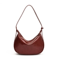 Elegante borsa hobo bordeaux dal design minimalista in pelle sintetica liscia e lucida - Rosso