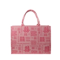 Borsa tote in tela rosa con ricamo tradizionale cinese di doppia felicità - Rosa Stampa Grande Taglia Grande