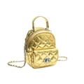 Mini zaino trapuntato oro metallizzato con tracolla a catena e chiusura a scatto - Oro
